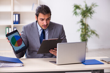 Young businessman employee sitting in the office