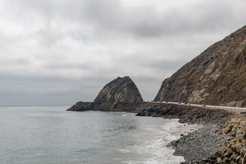 Fototapeta na wymiar Scenic panoramic Point Mugu vista on an overcast day, Southern California
