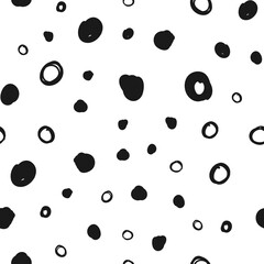 Hand drawn circles seamless pattern. Random dots loop texture background.