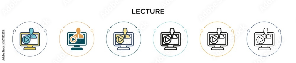 Aufkleber lecture icon in filled, thin line, outline and stroke style. vector illustration of two colored and 