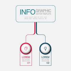Vector infographic template with 2 steps or options. Data presentation, business concept design for web, brochure, diagram.