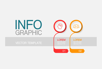 Vector infographic template with 2 steps or options. Data presentation, business concept design for web, brochure, diagram.
