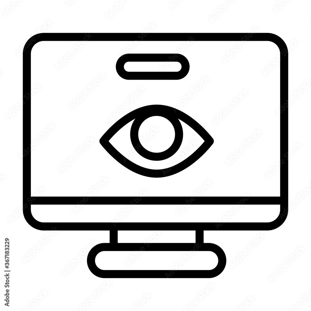 Poster desktop computer with eye line style icon