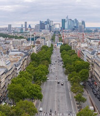 Paris, France - 07 24 2020: View of Paris from The Triumphal arch