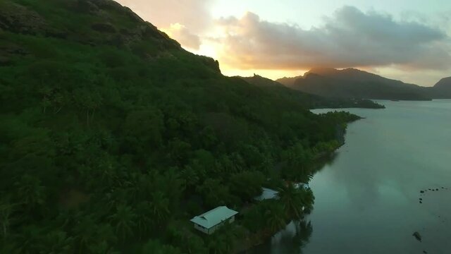 French Polynesia, Huahine, Maroe Bay, Aerial View, Pacific Ocean