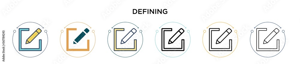 Poster defining icon in filled, thin line, outline and stroke style. vector illustration of two colored and