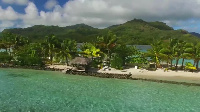 French Polynesia, Huahine, Tropical Island, Pacific Ocean, Aerial View