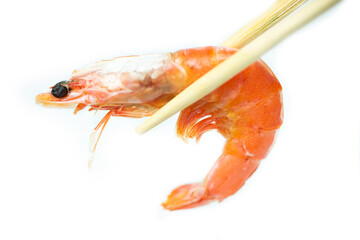 Cooked boiled tiger shrimp, close-up