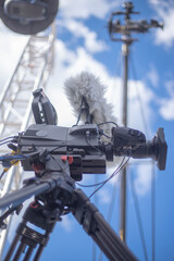 the camera is installed for filming the open air festival