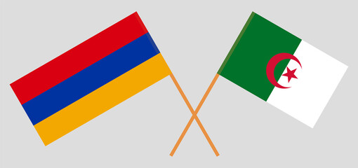 Crossed flags of Algeria and Armenia