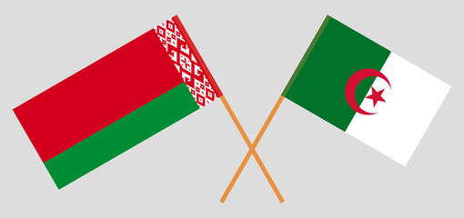 Crossed flags of Algeria and Belarus