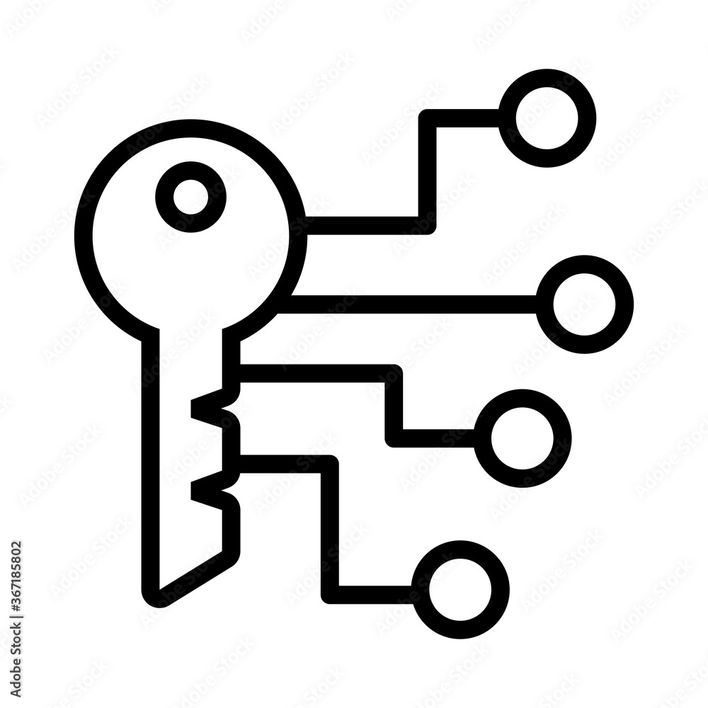 Poster key door security data with circuit line style icon
