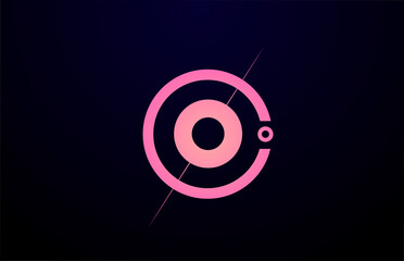 O alphabet letter logo icon. Black pink simple line and circle design for company identity