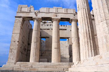 Parthenon of Athens detail on Acropolis Hill in Greece