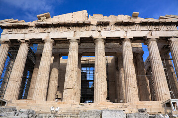 Obraz premium Parthenon of Athens detail on Acropolis Hill in Greece