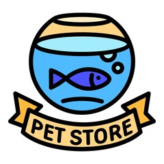 Fish pet store logo. Outline fish pet store vector logo for web design isolated on white background