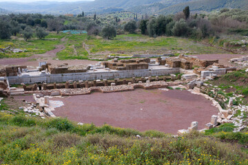 Fototapeta na wymiar Ancient Greek theater in Ancient Messini in Greece 
