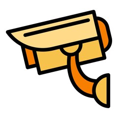 Security camera icon. Outline security camera vector icon for web design isolated on white background