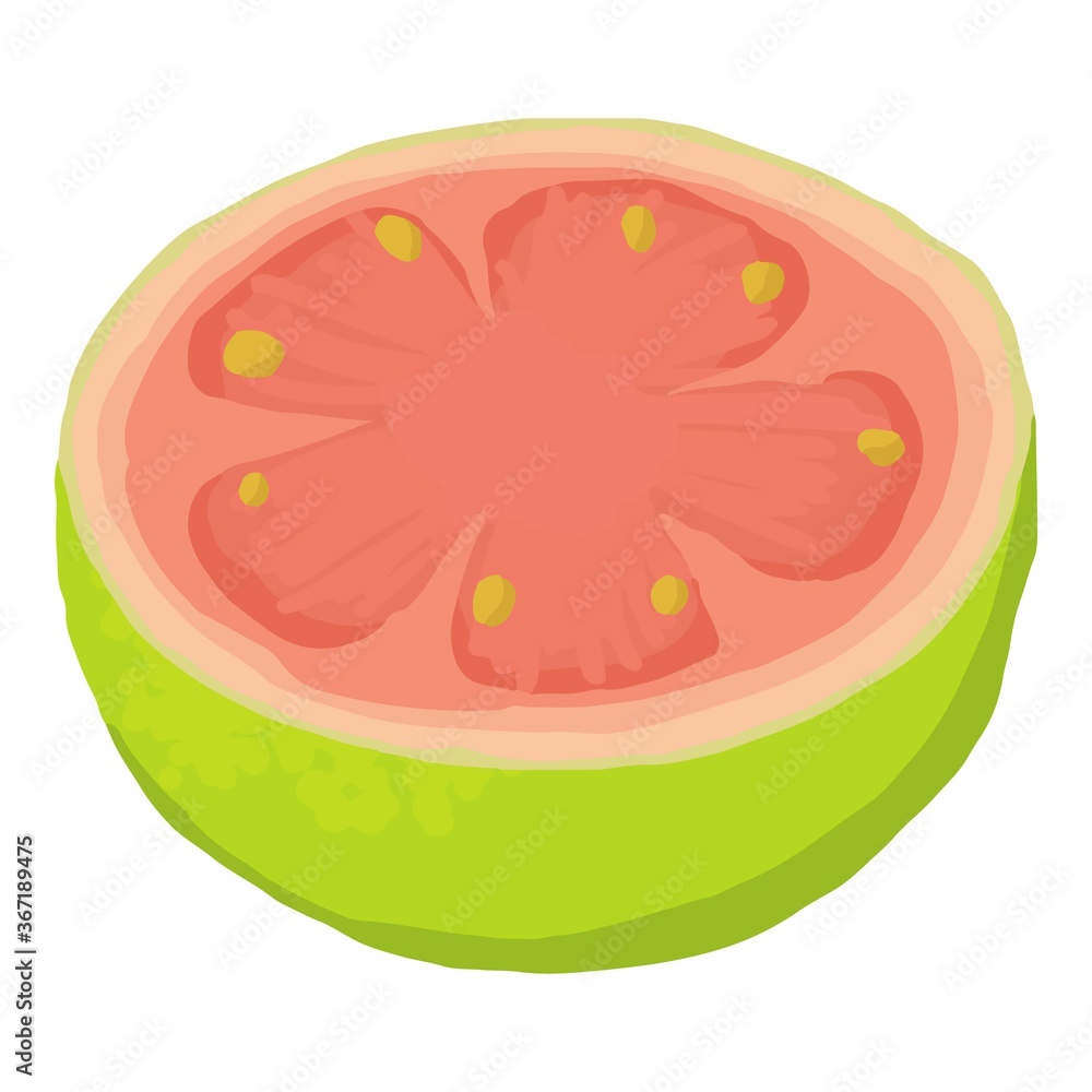Poster half guava icon. isometric of half guava vector icon for web design isolated on white background