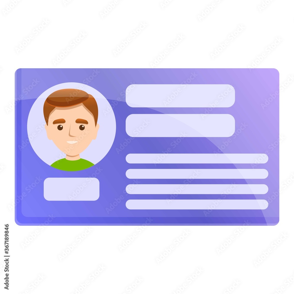 Poster card pesonal data icon. cartoon of card pesonal data vector icon for web design isolated on white ba