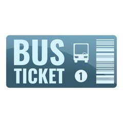 Bus ticket card icon. Cartoon of bus ticket card vector icon for web design isolated on white background