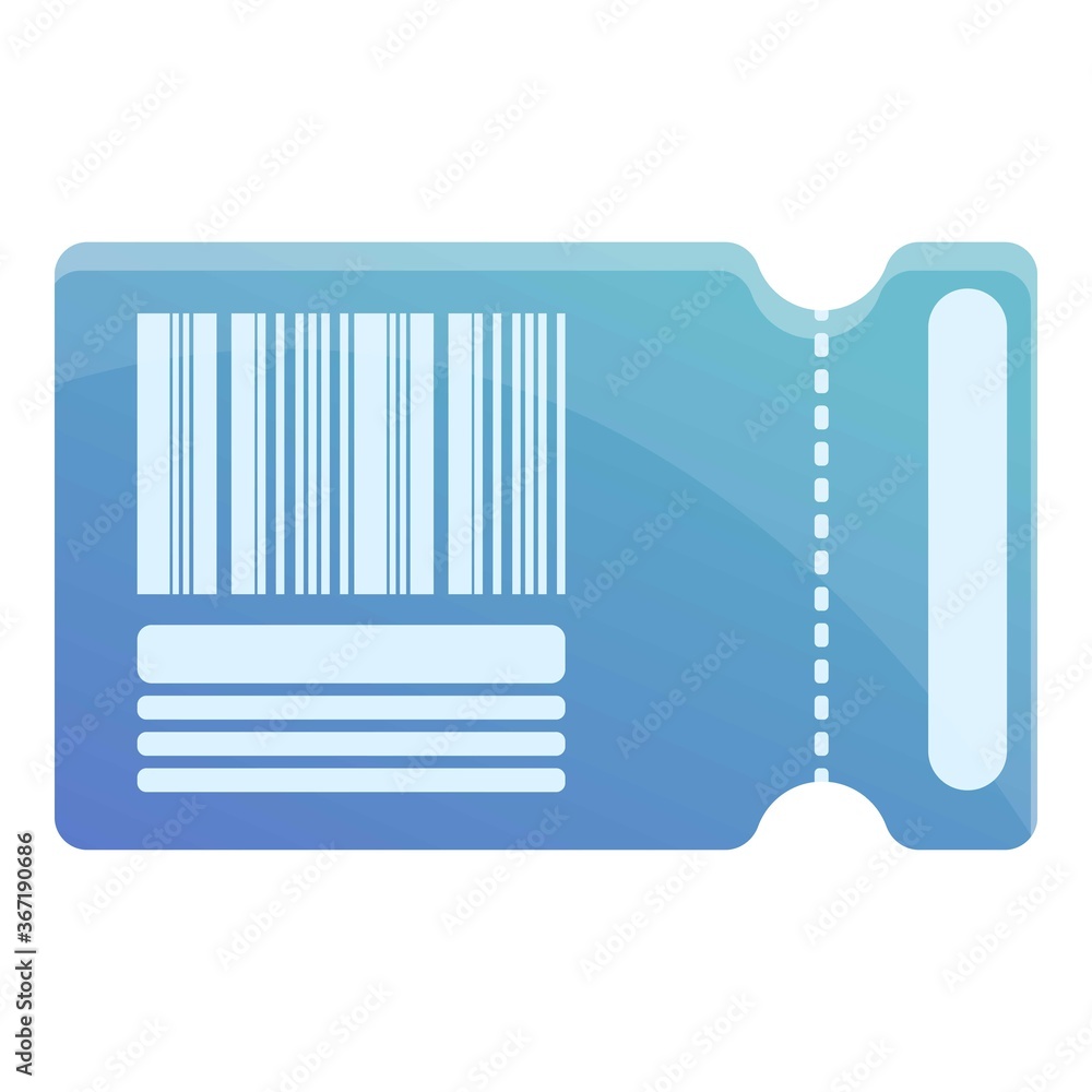 Poster bar code bus ticket icon. cartoon of bar code bus ticket vector icon for web design isolated on whit