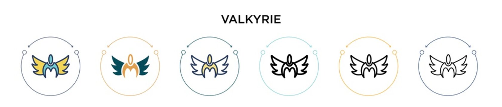Valkyrie icon in filled, thin line, outline and stroke style. Vector illustration of two colored and black valkyrie vector icons designs can be used for mobile, ui, web