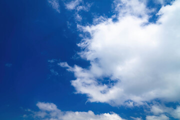 White fluffy clouds in the blue sky background