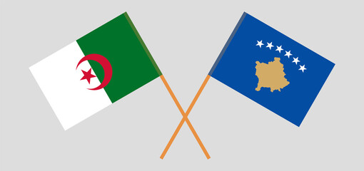 Crossed flags of Algeria and Kosovo