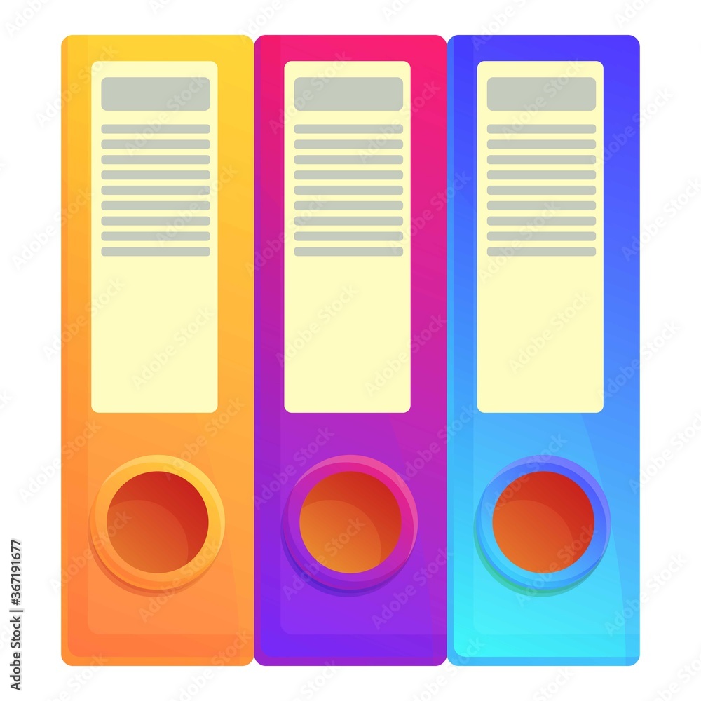 Poster office work folders icon. cartoon of office work folders vector icon for web design isolated on whit