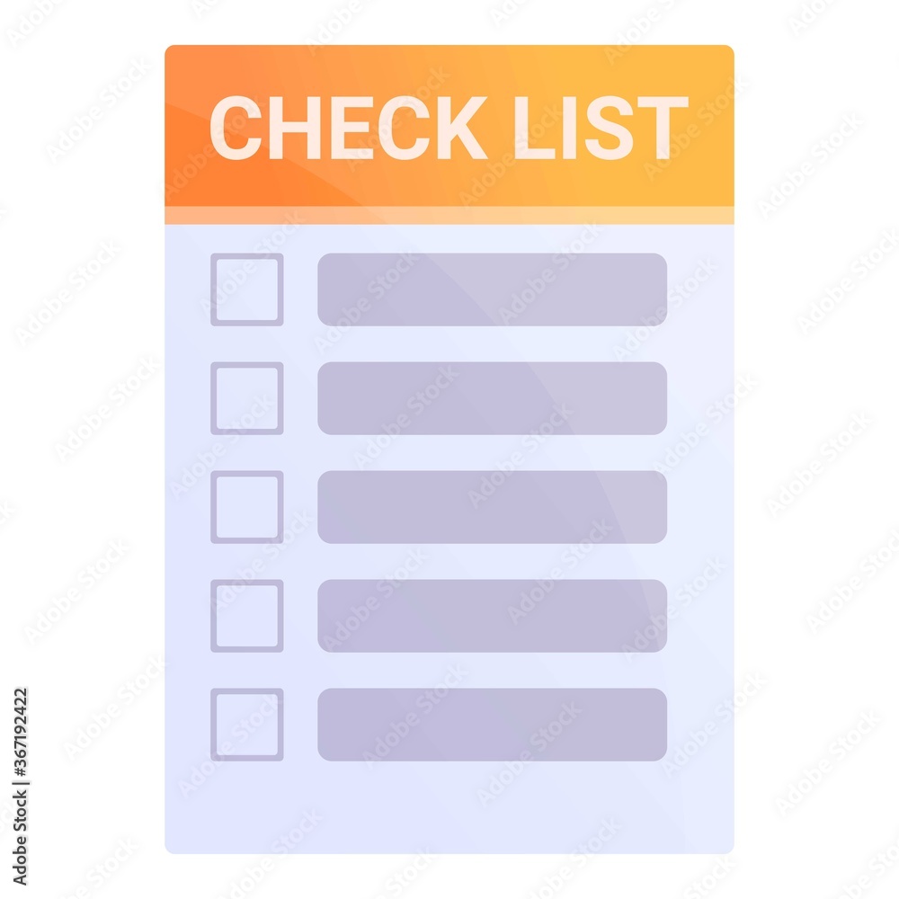 Poster check list icon. cartoon of check list vector icon for web design isolated on white background