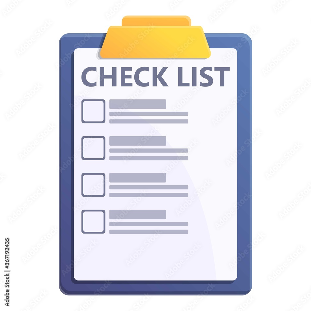 Poster check list clipboard icon. cartoon of check list clipboard vector icon for web design isolated on wh