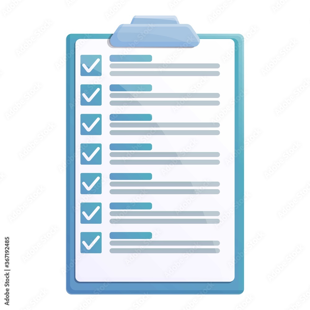 Poster check list board icon. cartoon of check list board vector icon for web design isolated on white back