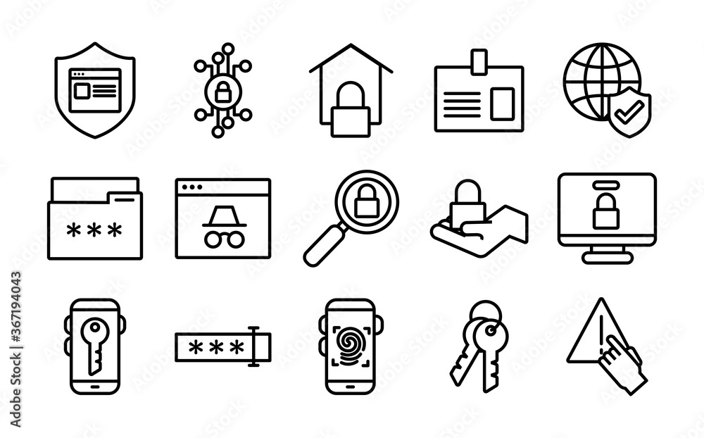 Poster bundle of data security set icons