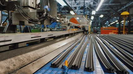 Manufacture of door rubber seal strips, conveyor line, automotive industry