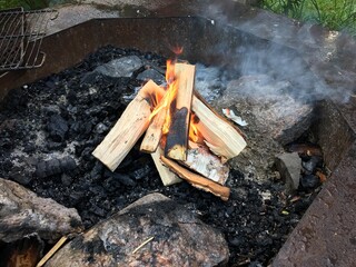 fire in the barbecue