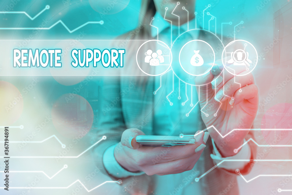 Poster text sign showing remote support. business photo text type of secure service, which permits represen