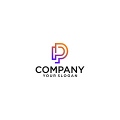 Trendy modern stylish connected attractive geometric gradations and white PP P initial letters icon logo icon.