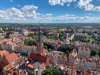 Fototapeta premium view from the bell tower of St. Mary's Church in Gdansk to the town hall