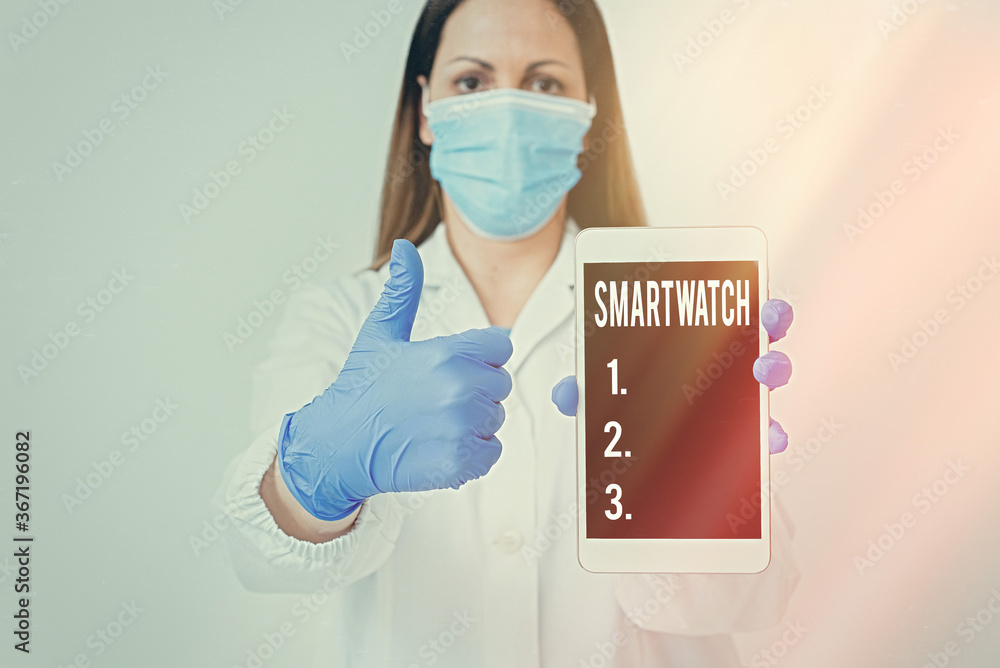 Poster conceptual hand writing showing smartwatch. concept meaning mobile device with touchscreen display, 