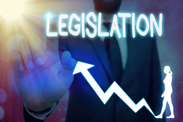 Conceptual hand writing showing Legislation. Concept meaning the exercise of the power and function...