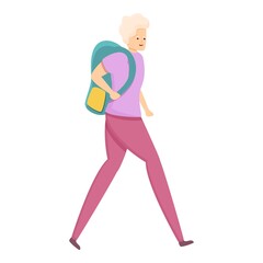 Backpack old woman icon. Cartoon of backpack old woman vector icon for web design isolated on white background