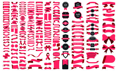 Beautiful Ribbons, Tags and Bows Collection Set Vector Design Eps 10