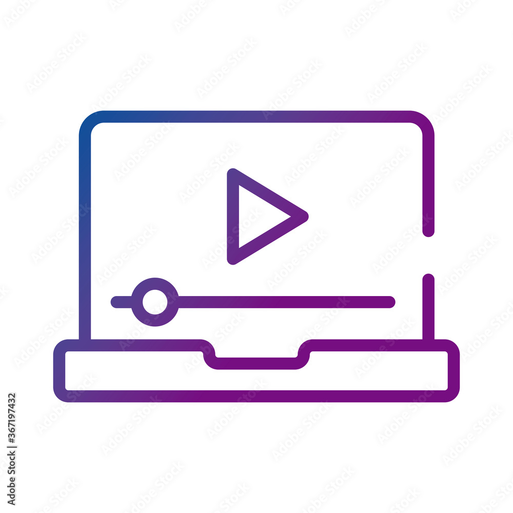 Poster laptop with play button video content gradient style icon