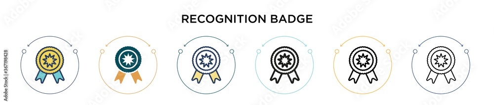 Poster recognition badge icon in filled, thin line, outline and stroke style. vector illustration of two co