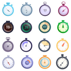 Fototapeta na wymiar Stopwatch icons set. Cartoon set of stopwatch vector icons for web design