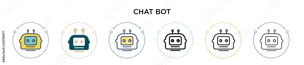 Poster chat bot icon in filled, thin line, outline and stroke style. vector illustration of two colored and