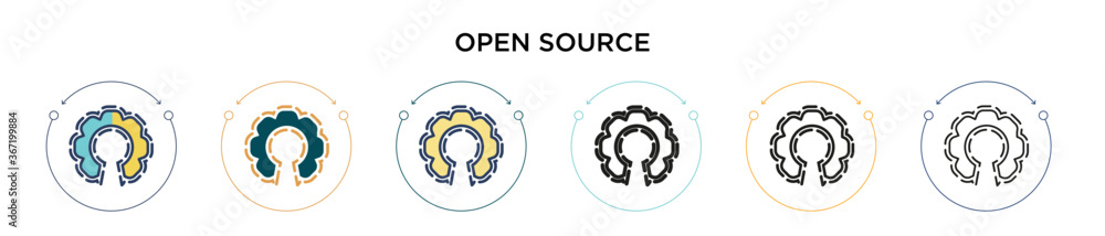 Poster open source icon in filled, thin line, outline and stroke style. vector illustration of two colored 