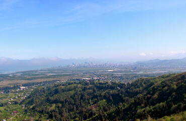 Fototapeta premium View of buildings of Batumi city far away from mount. Georgia, Gonio