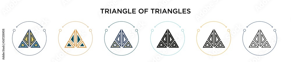 Poster triangle of triangles icon in filled, thin line, outline and stroke style. vector illustration of tw